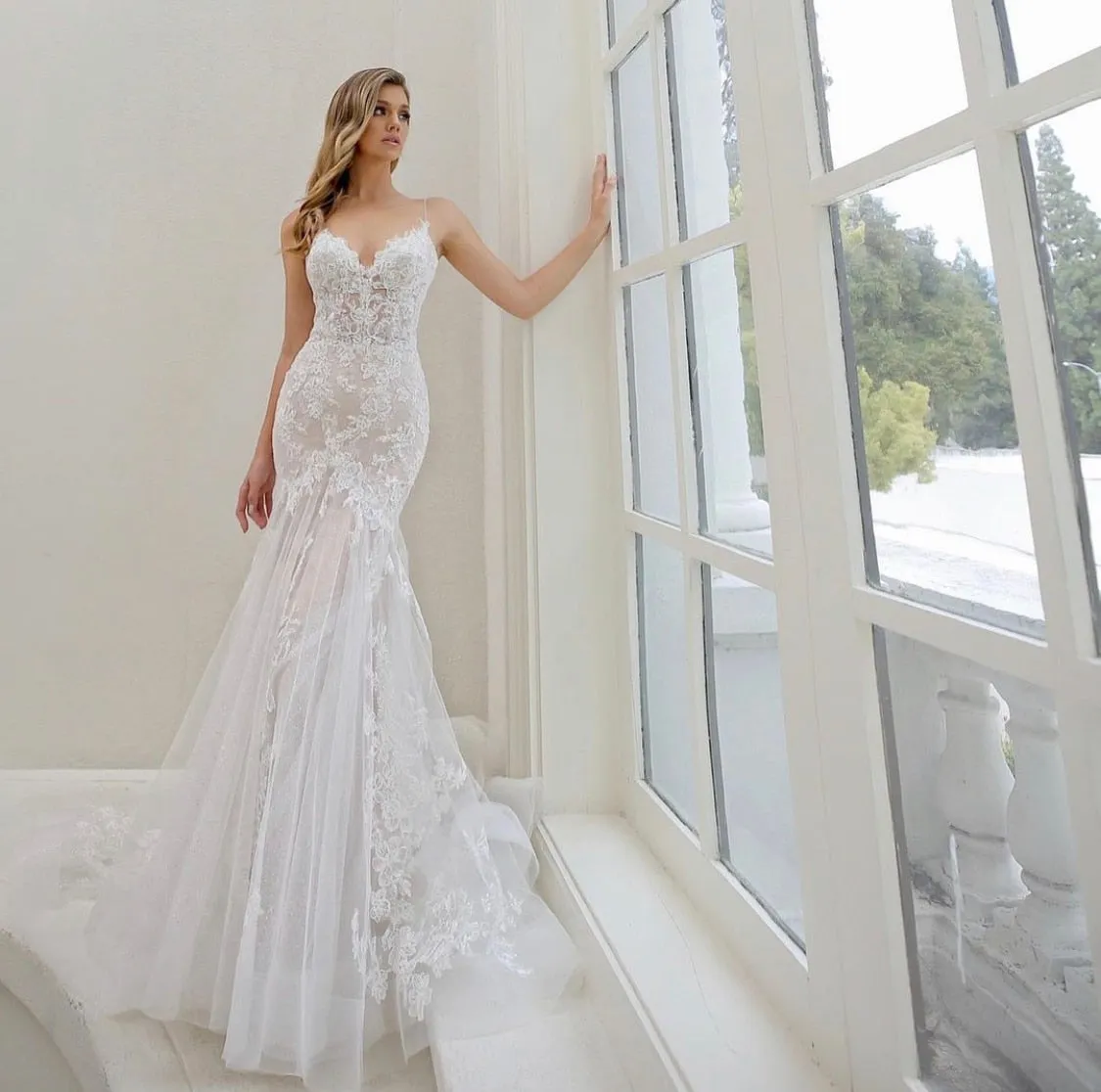 Lace Appliques Mermaid Wedding Dress