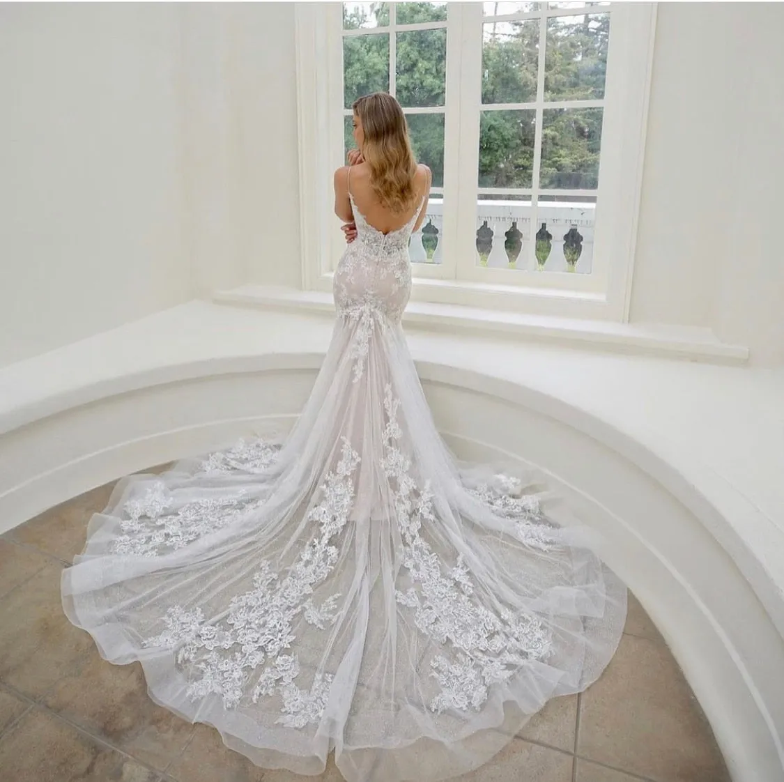 Lace Appliques Mermaid Wedding Dress
