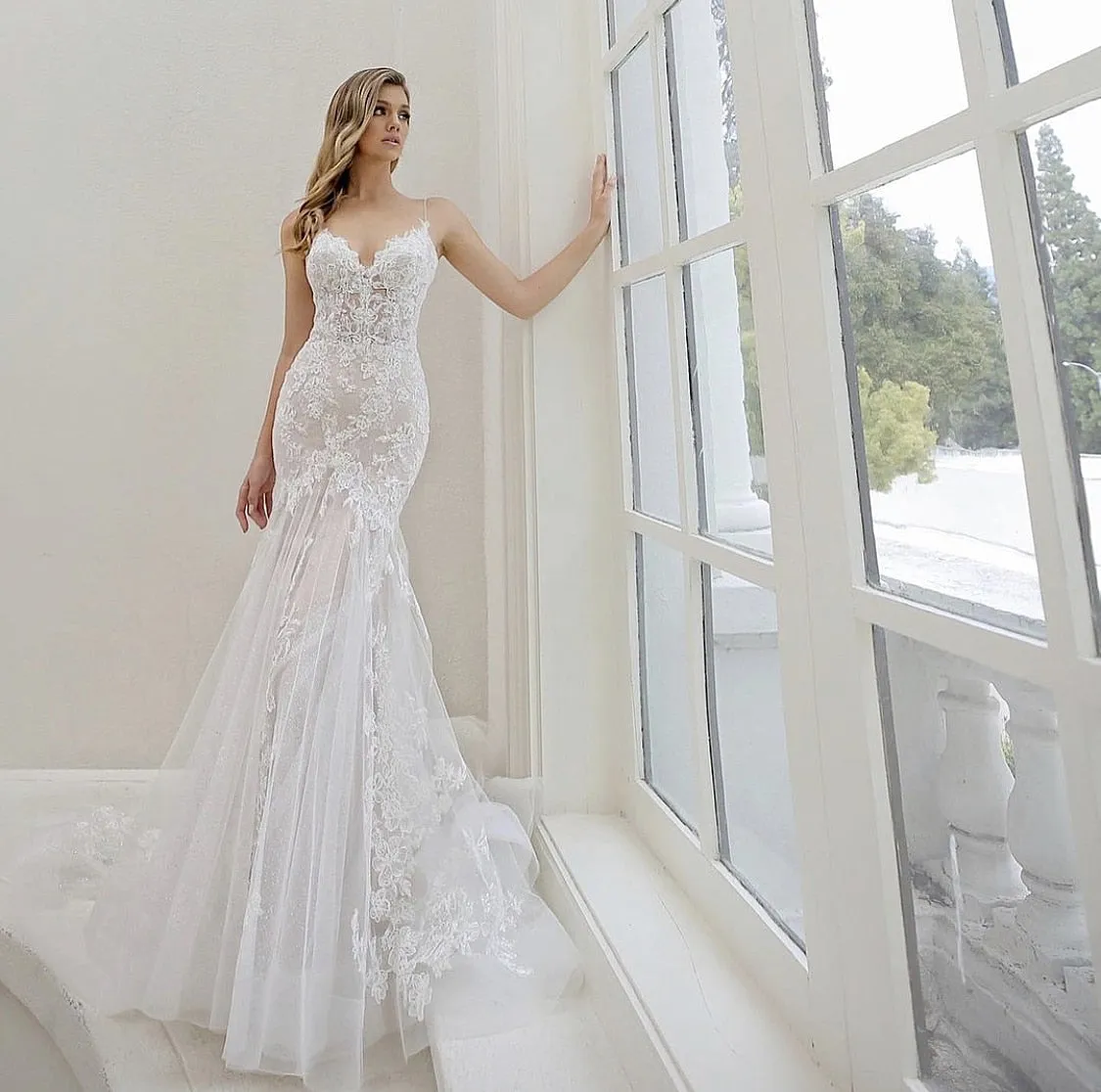 Lace Appliques Mermaid Wedding Dress