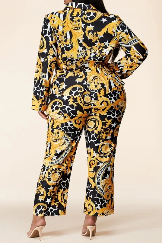 L'atiste by Amy PCTP7142B Print PlusSize 2pc Pant Set