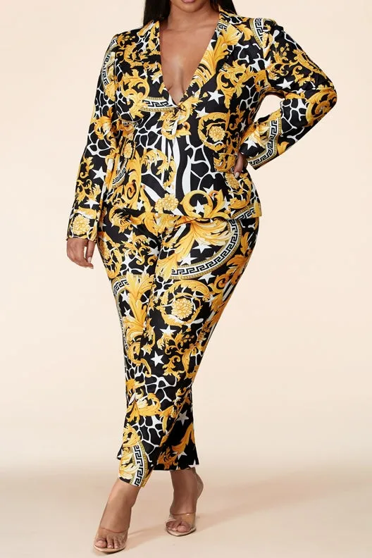 L'atiste by Amy PCTP7142B Print PlusSize 2pc Pant Set