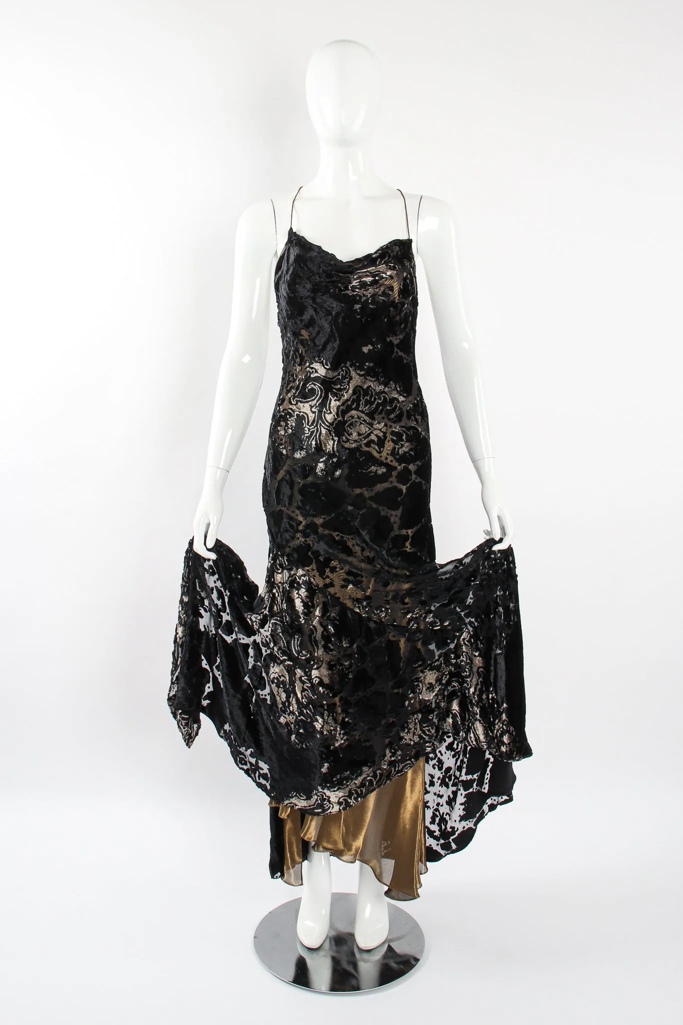 Layered Velvet Burnout Gown