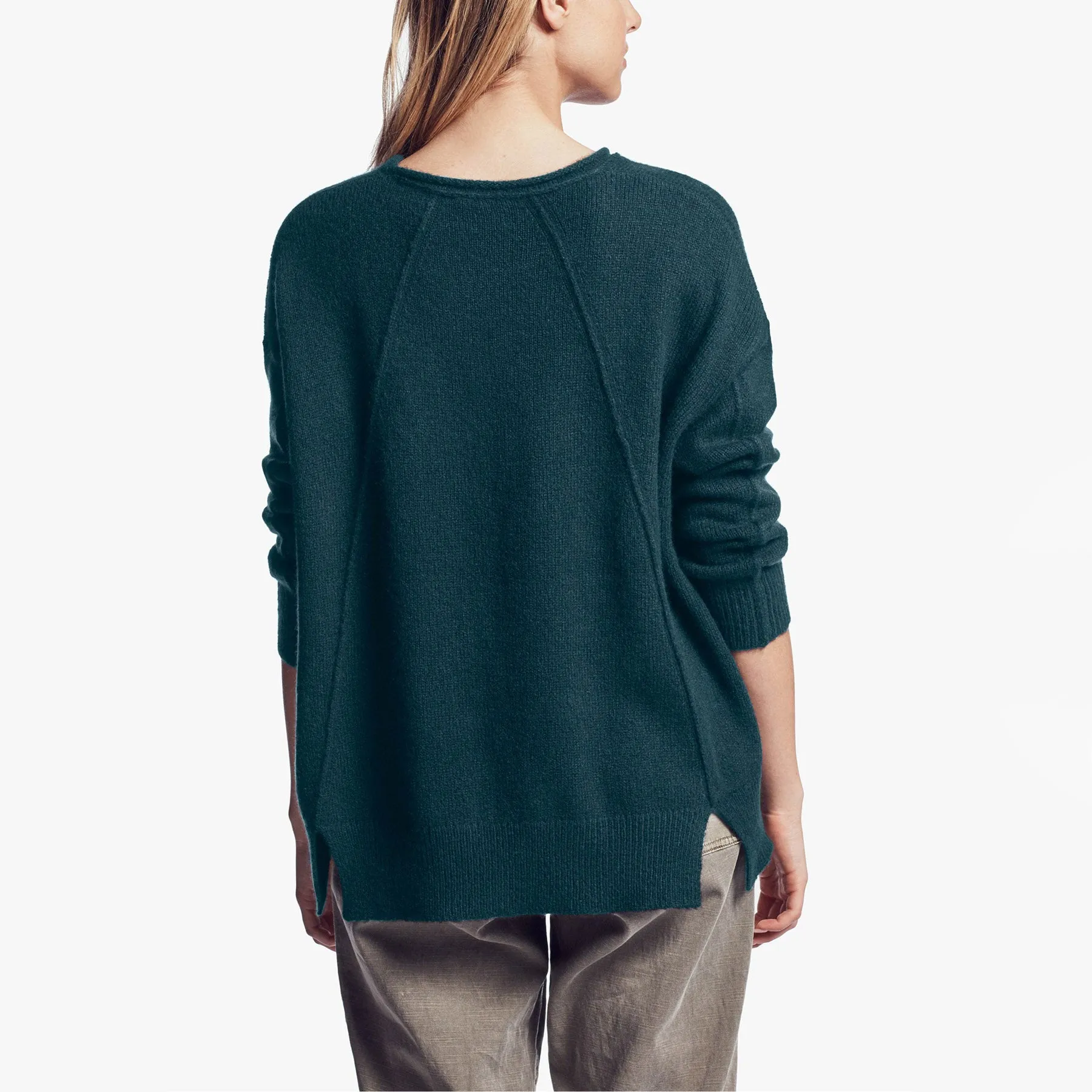 Lightweight Textured Cashmere Crew - Seaweed