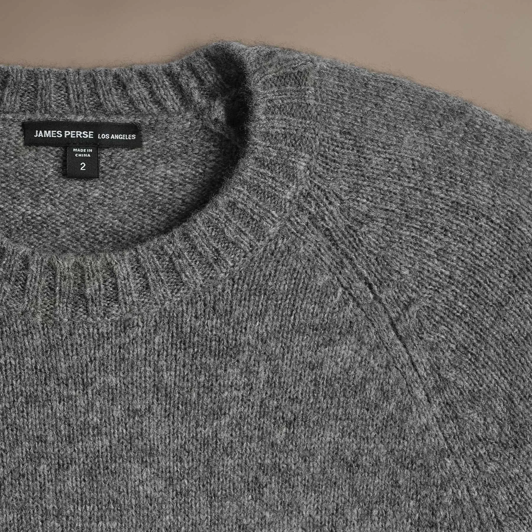 Lightweight Textured Cashmere Crew - Thunder