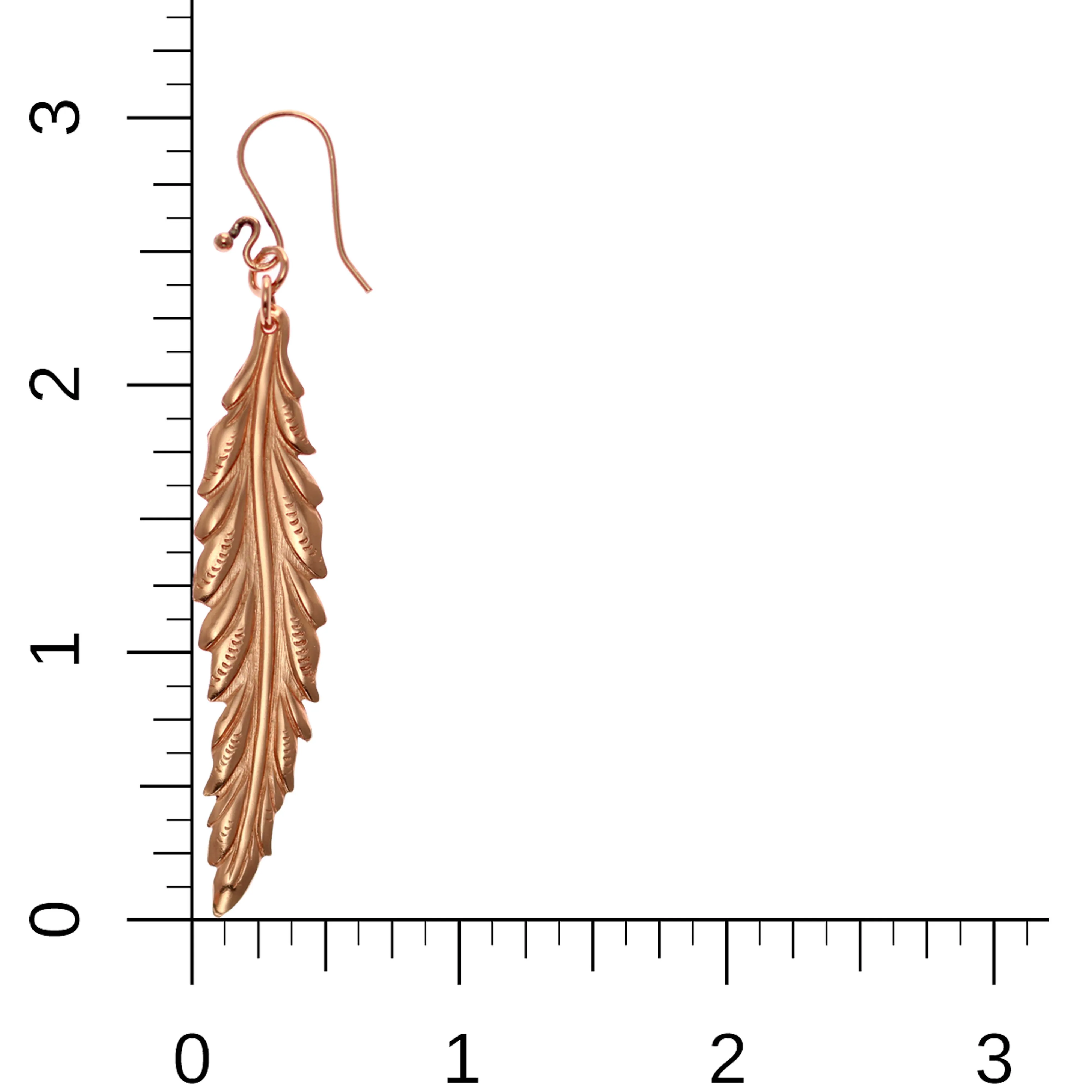 Long Feather Copper Drop Earrings