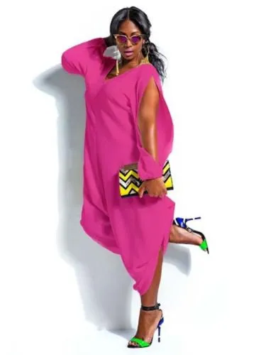 Long Sleeve Harem Romper Playsuit  Plus Size 5 Colors