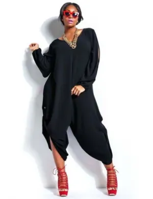 Long Sleeve Harem Romper Playsuit  Plus Size 5 Colors