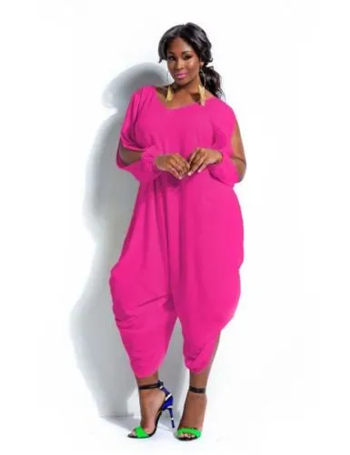 Long Sleeve Harem Romper Playsuit  Plus Size 5 Colors