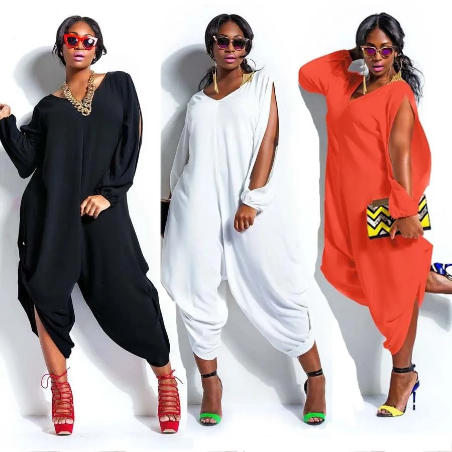 Long Sleeve Harem Romper Playsuit  Plus Size 5 Colors