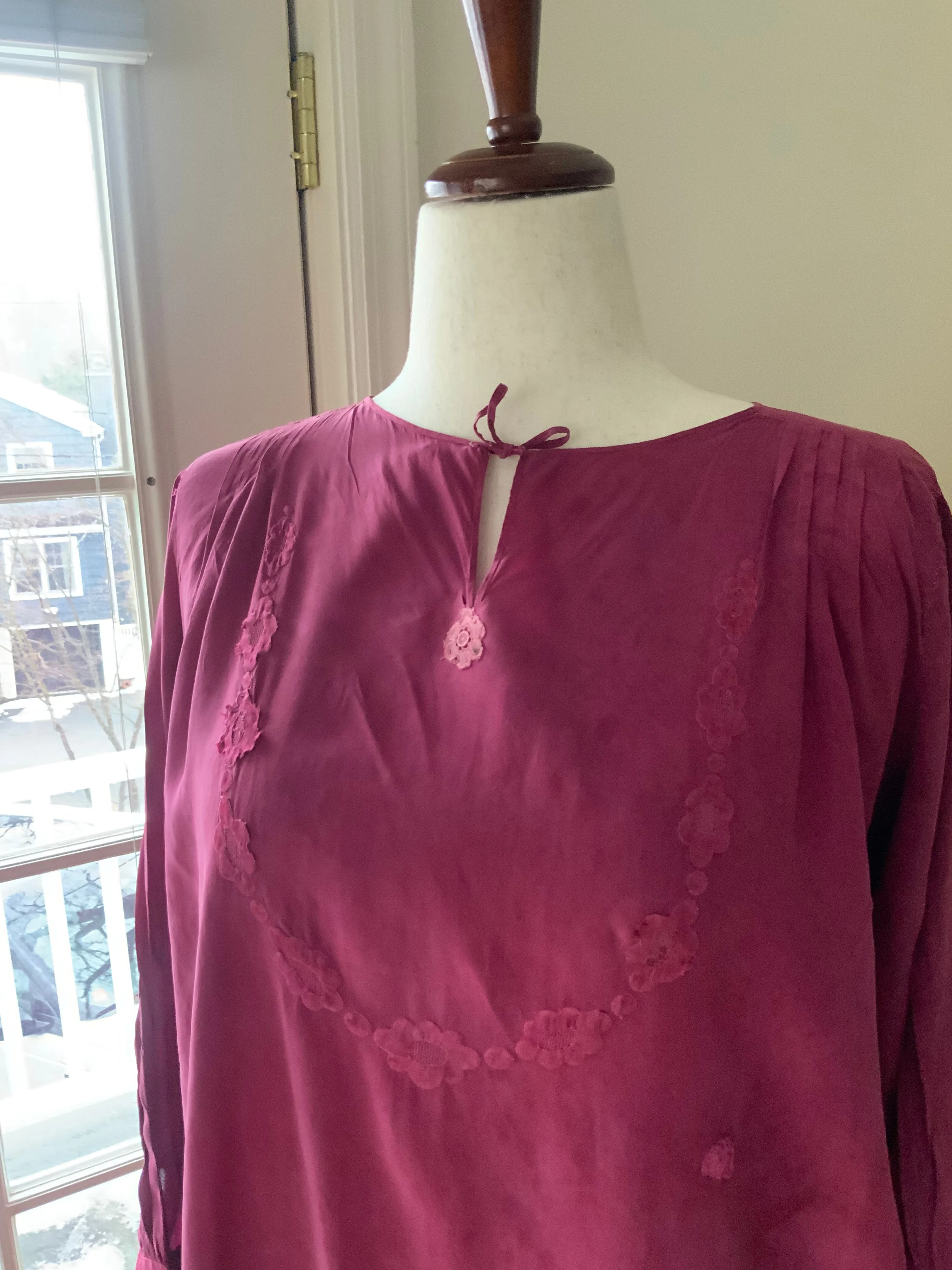 Long Sleeve Silk Nightgown - 20s - 20I