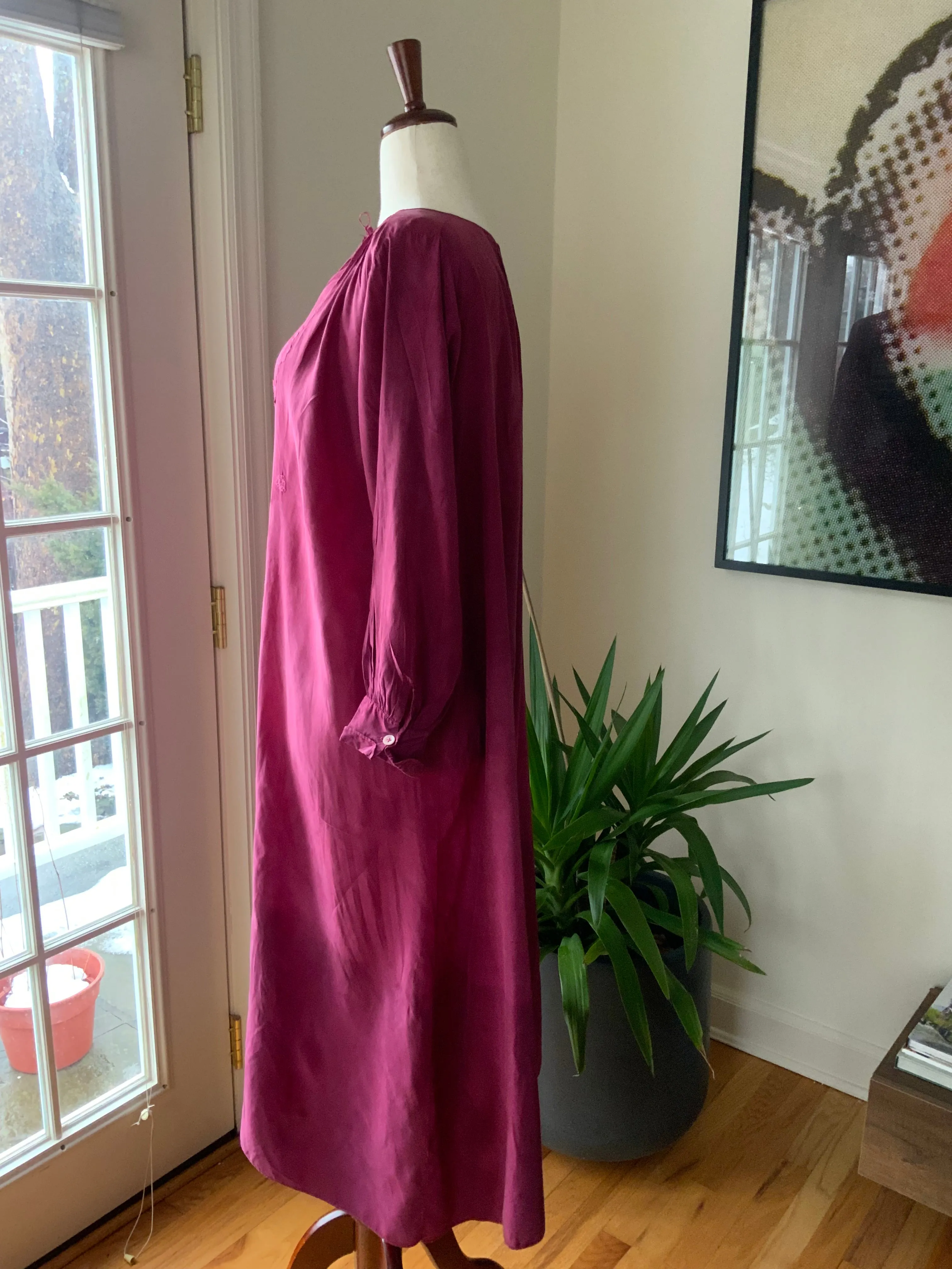 Long Sleeve Silk Nightgown - 20s - 20I