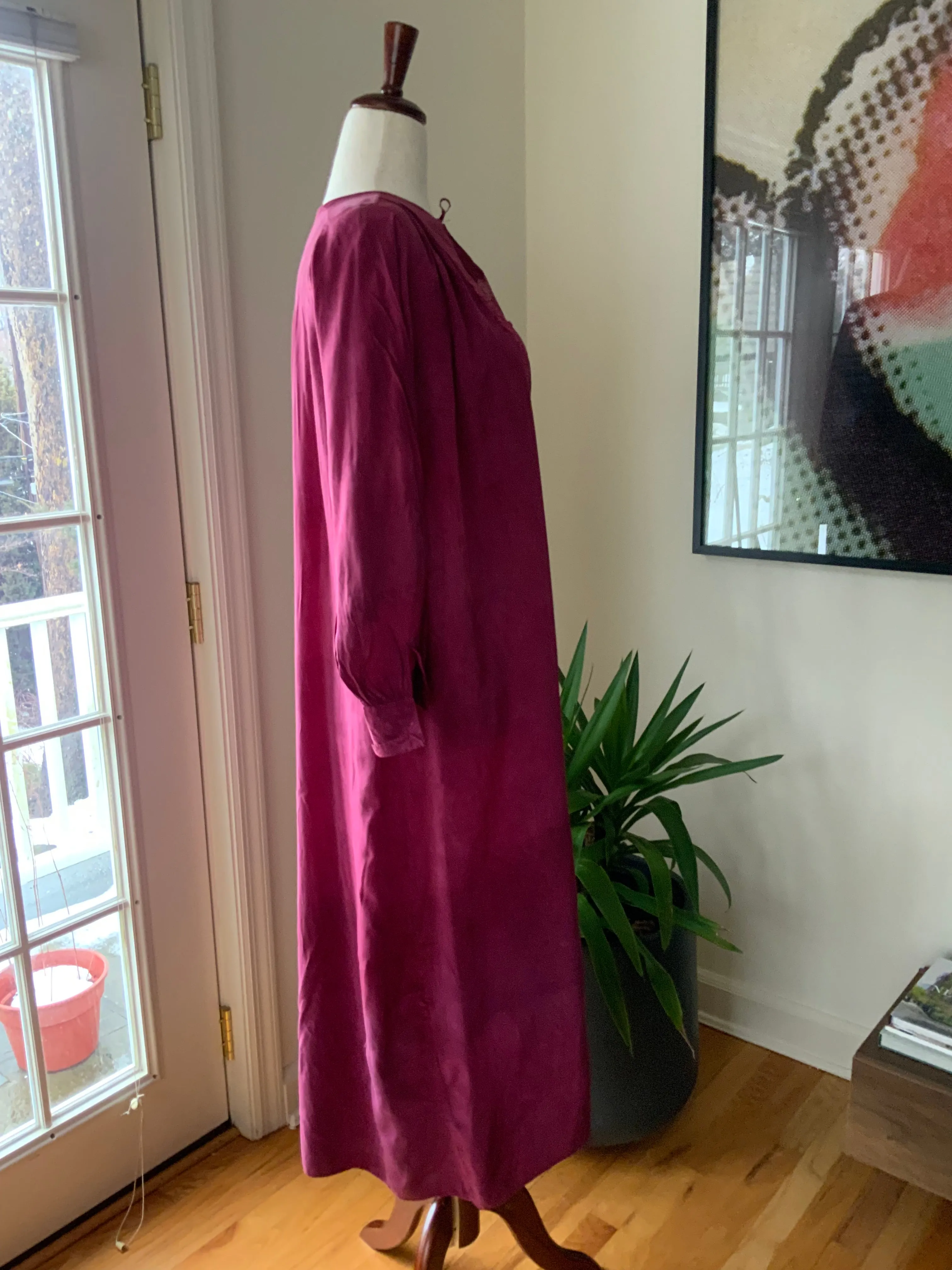 Long Sleeve Silk Nightgown - 20s - 20I