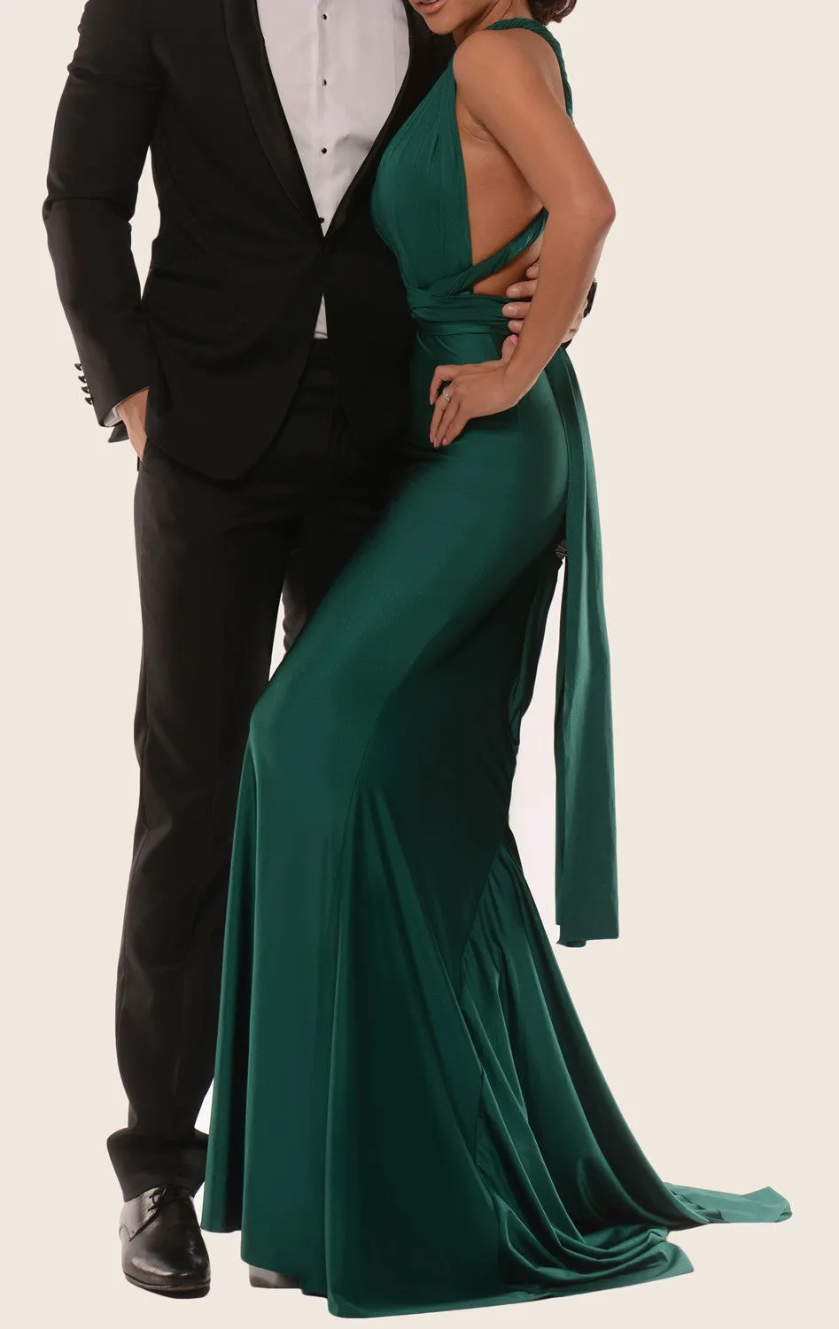 MACloth Convertible Wrap Tie Jersey Long Bridesmaid Dress Mermaid Formal Gown