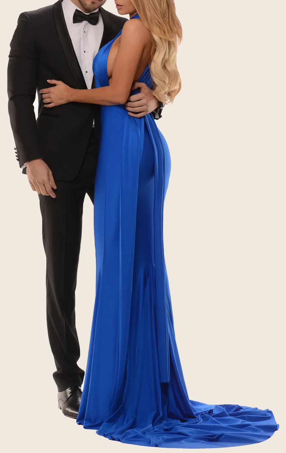 MACloth Convertible Wrap Tie Jersey Long Bridesmaid Dress Mermaid Formal Gown