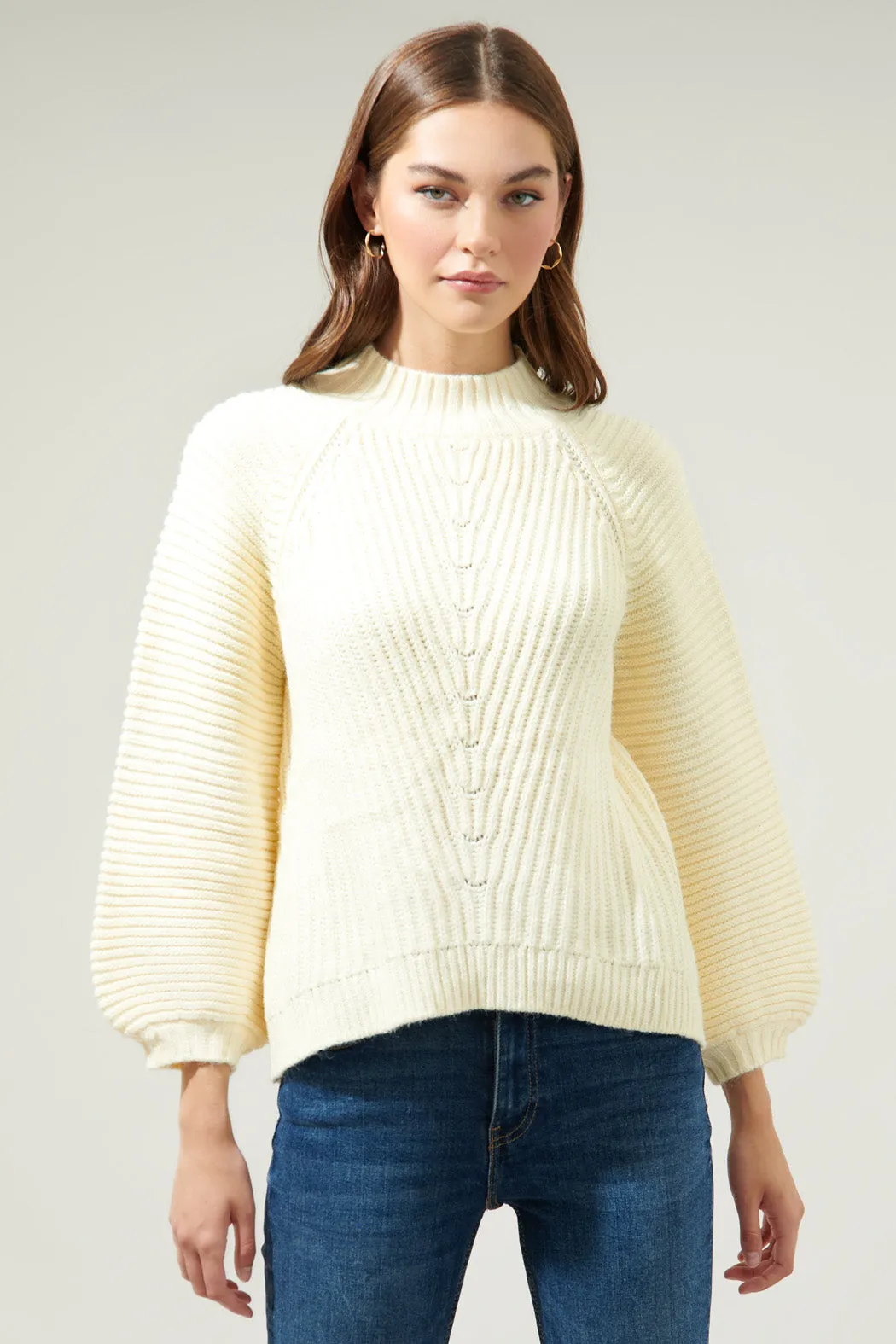 Mariela Mock Neck Chunky Knit Sweater