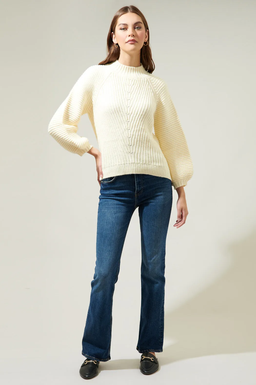 Mariela Mock Neck Chunky Knit Sweater