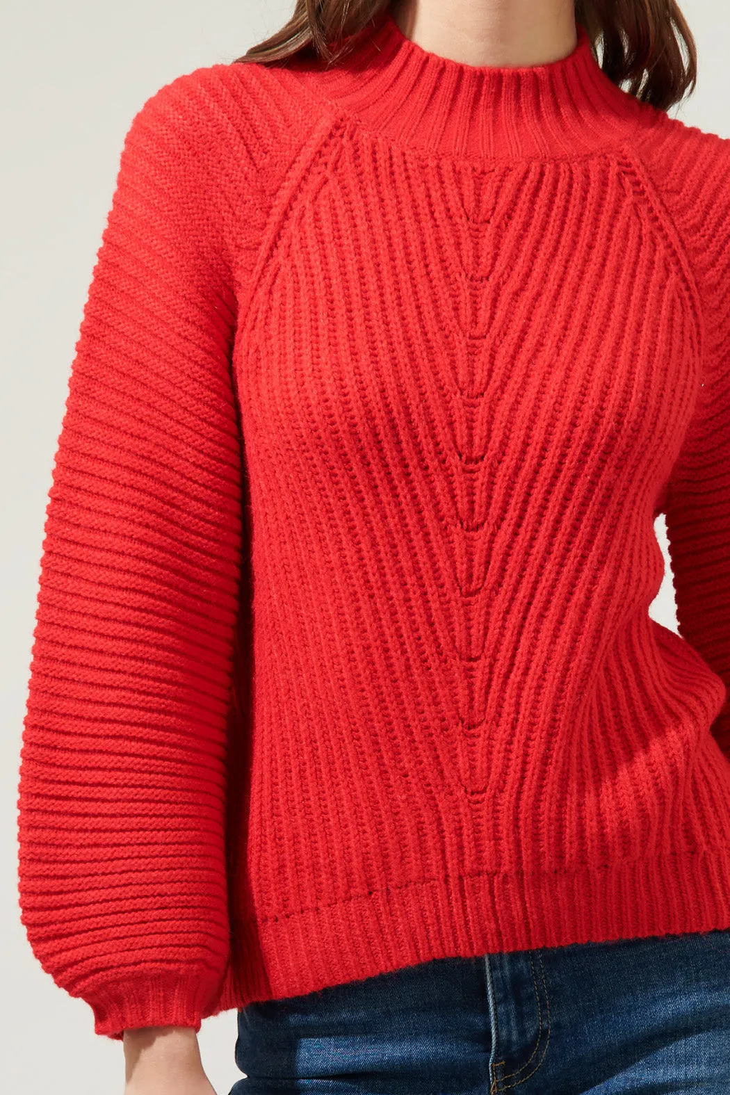 Mariela Mock Neck Chunky Knit Sweater