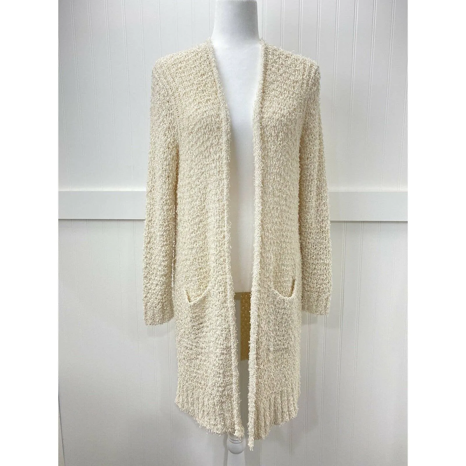 Massimo Dutti Open Knit Cardigan Sz Small Womens Beige Long Sleeve Sweater Italy