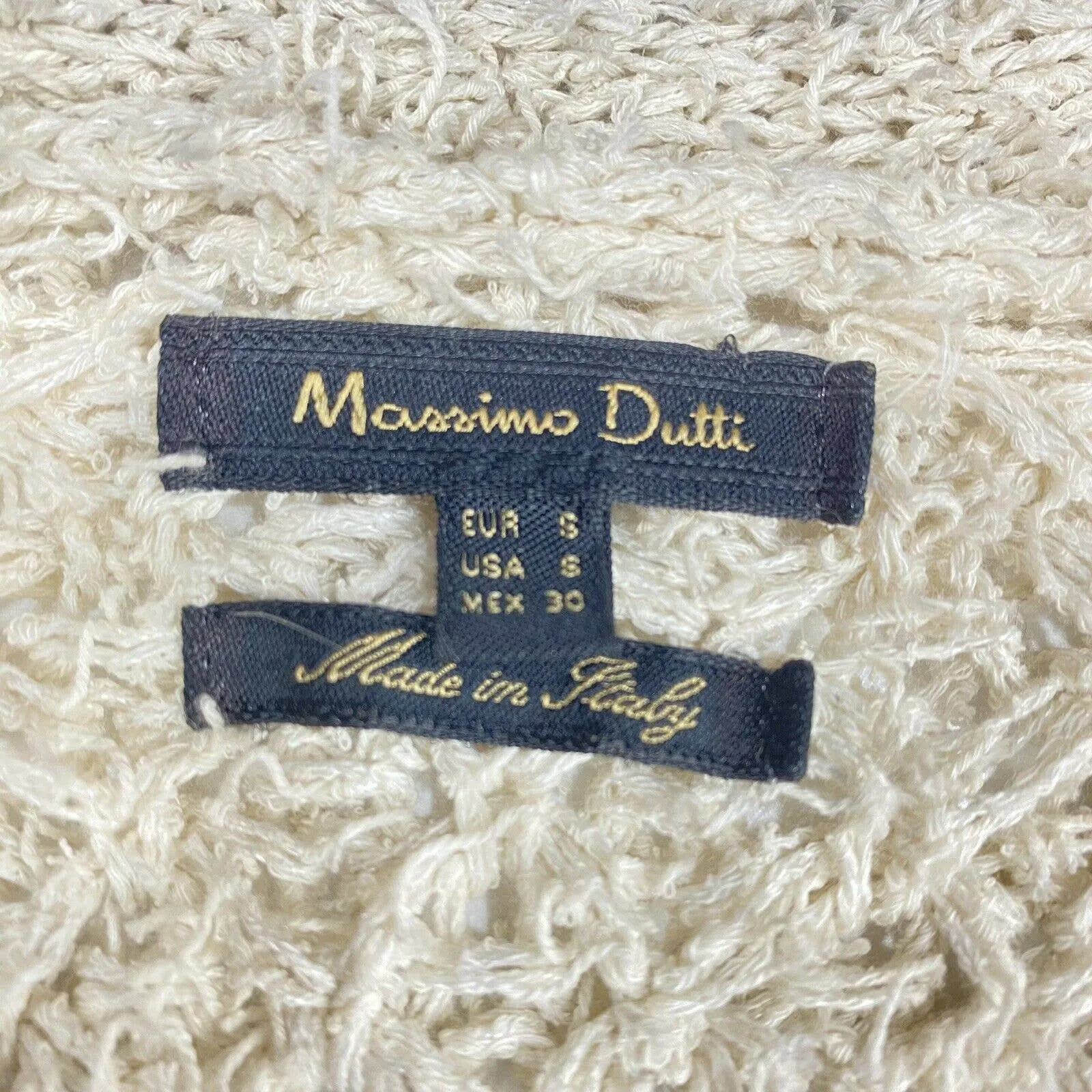 Massimo Dutti Open Knit Cardigan Sz Small Womens Beige Long Sleeve Sweater Italy