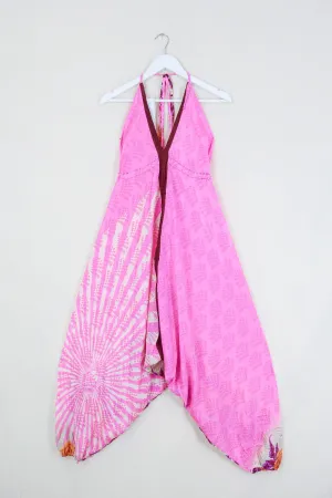 Medusa Harem Jumpsuit - Vintage Sari - Bubblegum Pink - L/XL