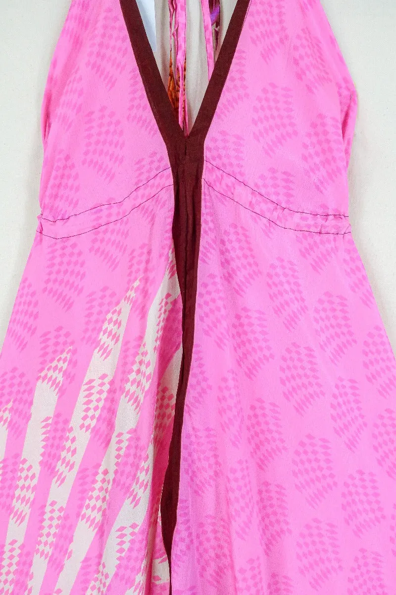 Medusa Harem Jumpsuit - Vintage Sari - Bubblegum Pink - L/XL