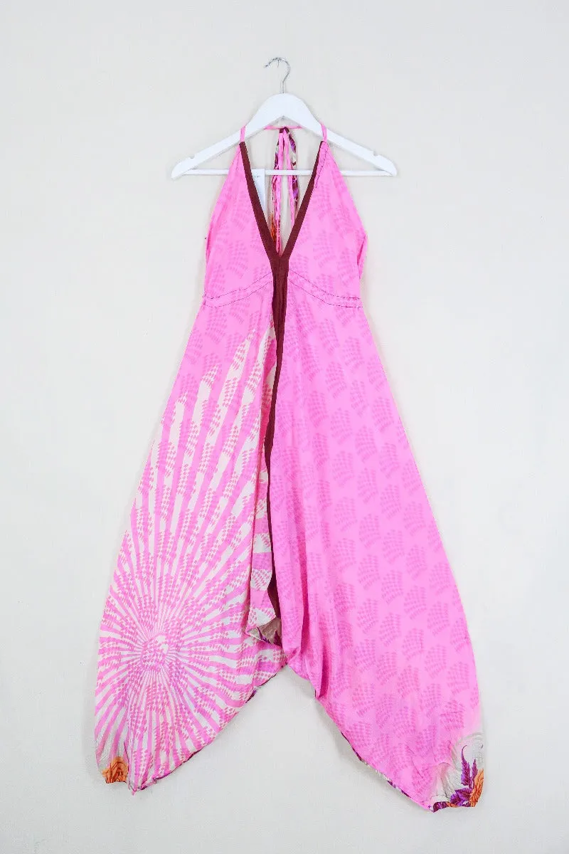 Medusa Harem Jumpsuit - Vintage Sari - Bubblegum Pink - L/XL