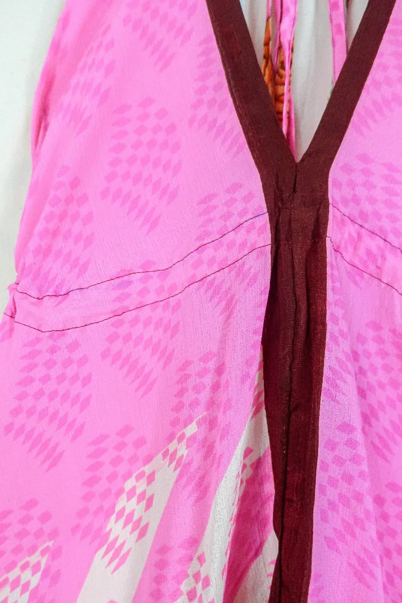 Medusa Harem Jumpsuit - Vintage Sari - Bubblegum Pink - L/XL