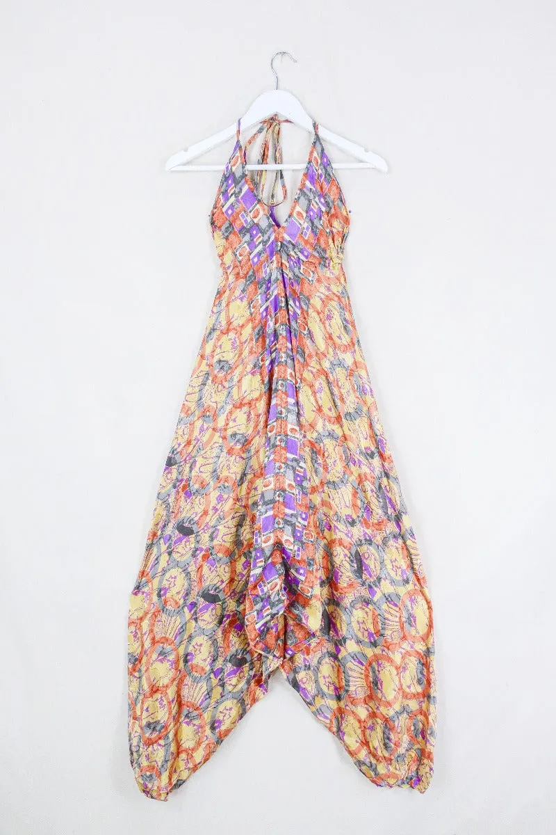 Medusa Harem Jumpsuit - Vintage Sari - Fruit Punch Bubble  - S/M