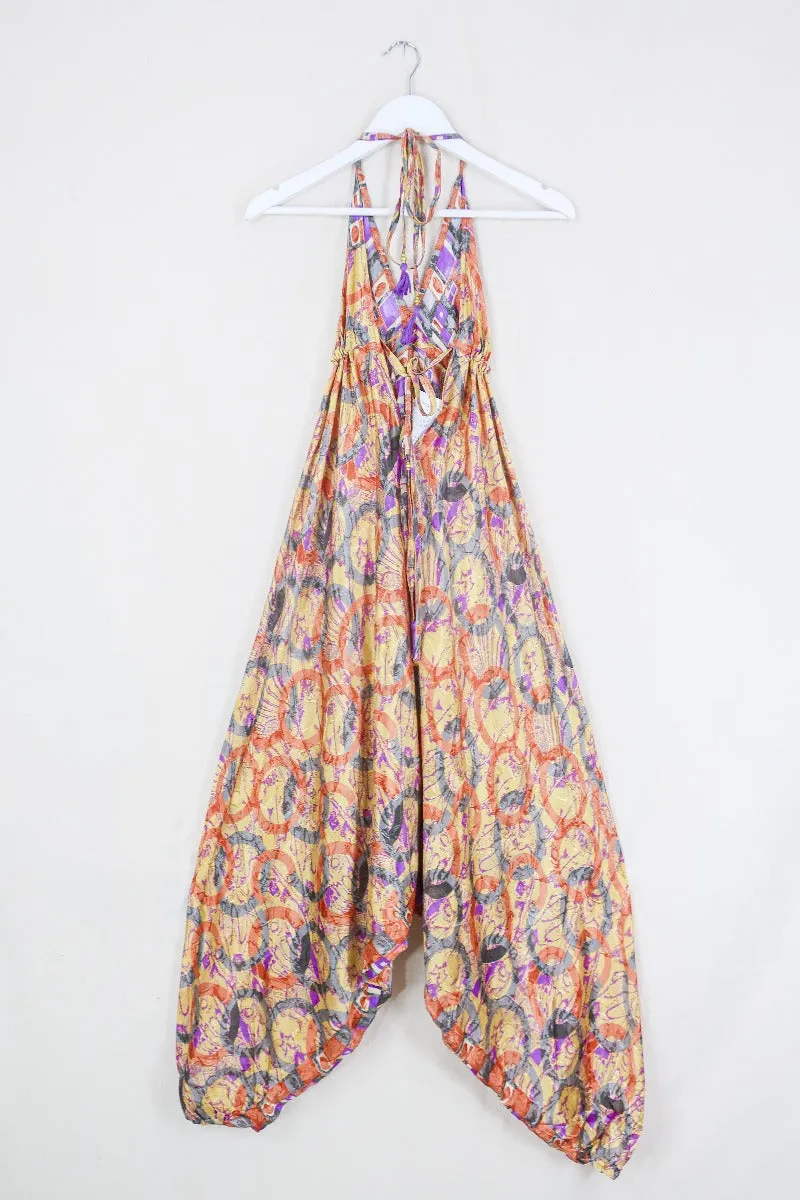 Medusa Harem Jumpsuit - Vintage Sari - Fruit Punch Bubble  - S/M