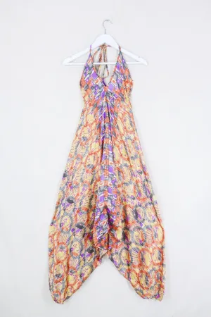 Medusa Harem Jumpsuit - Vintage Sari - Fruit Punch Bubble  - S/M