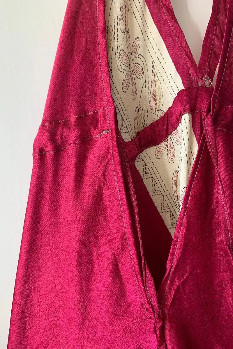 Medusa Harem Jumpsuit - Vintage Sari - Mulberry Daisies - M/L