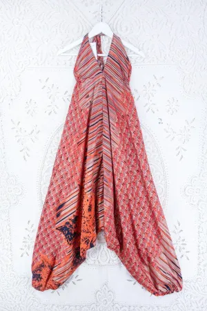 Medusa Harem Jumpsuit - Vintage Sari - Tiger Eye Earth Tone - S/M