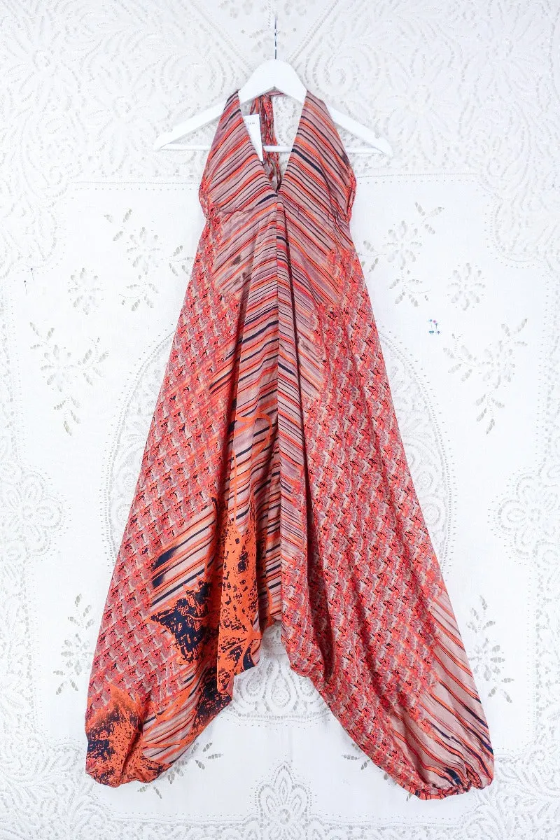 Medusa Harem Jumpsuit - Vintage Sari - Tiger Eye Earth Tone - S/M