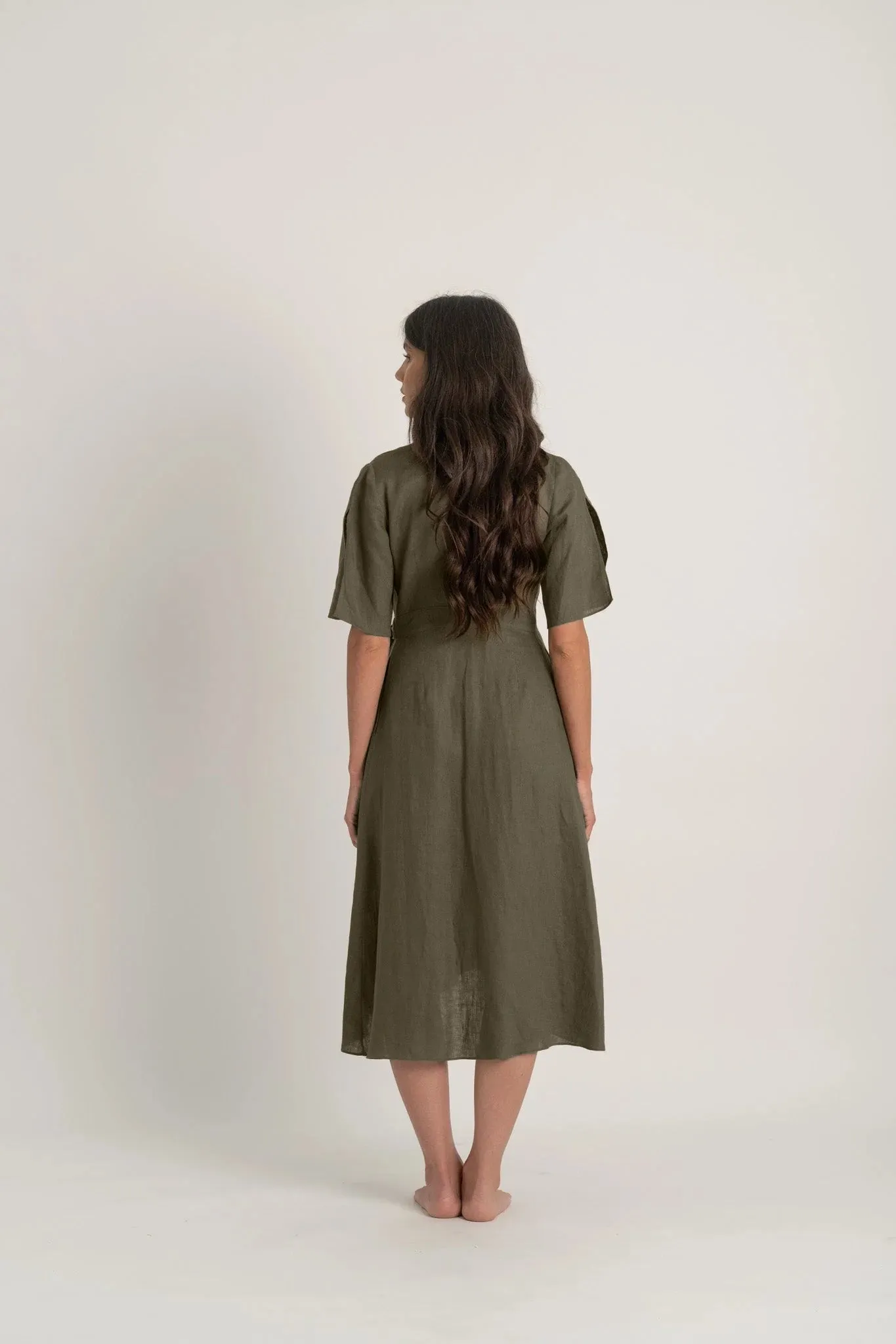 Meraki Wrap Dress Khaki