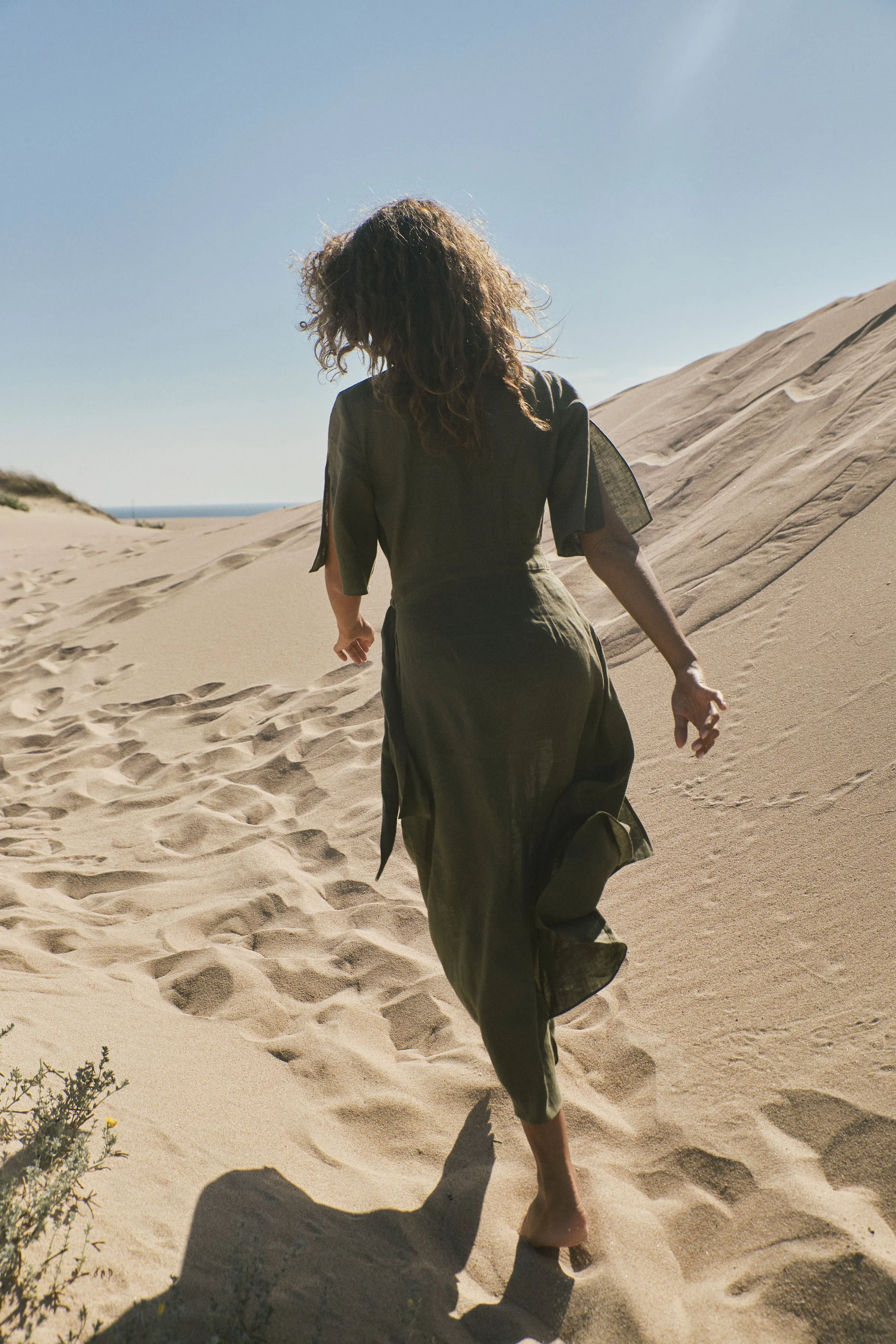 Meraki Wrap Dress Khaki