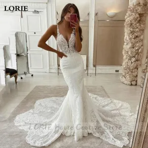 Mermaid Wedding Dresses Spaghetti Strap Soft Tulle Backless