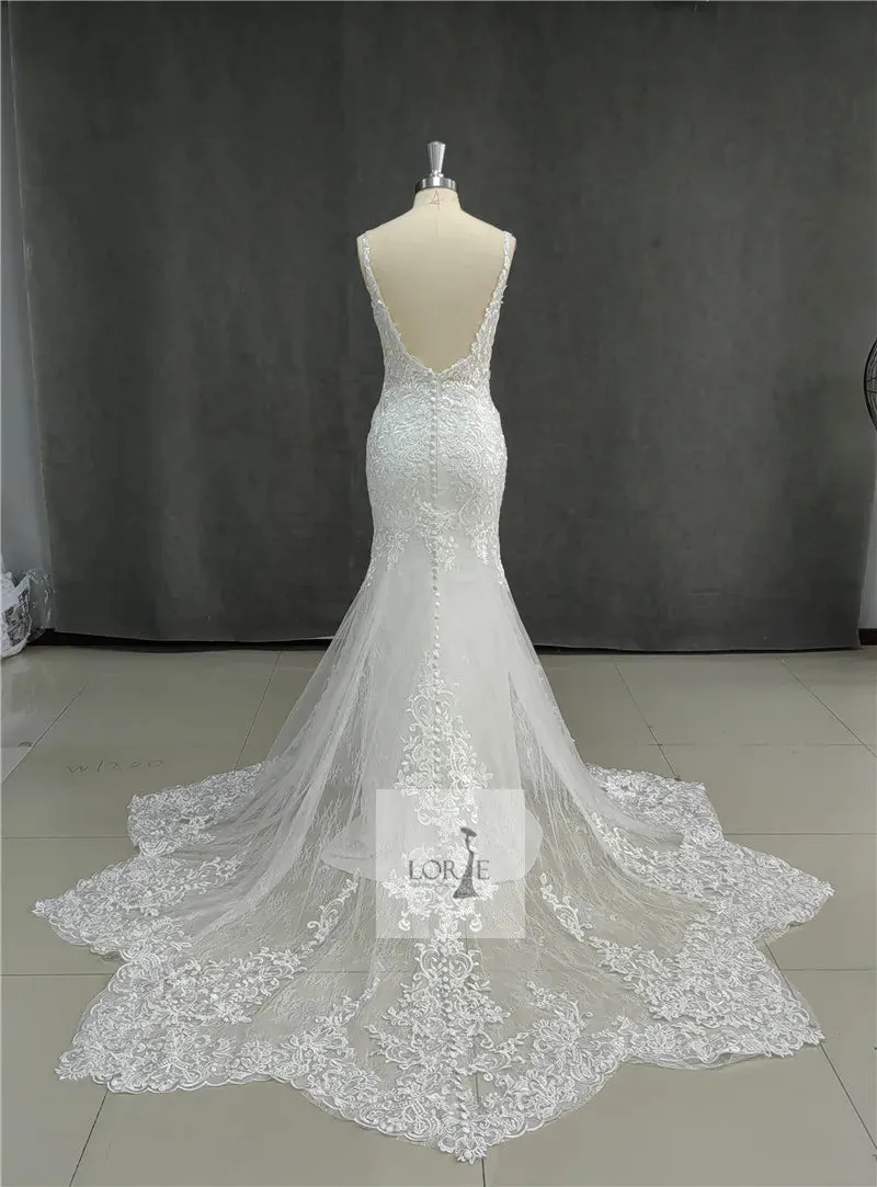 Mermaid Wedding Dresses Spaghetti Strap Soft Tulle Backless