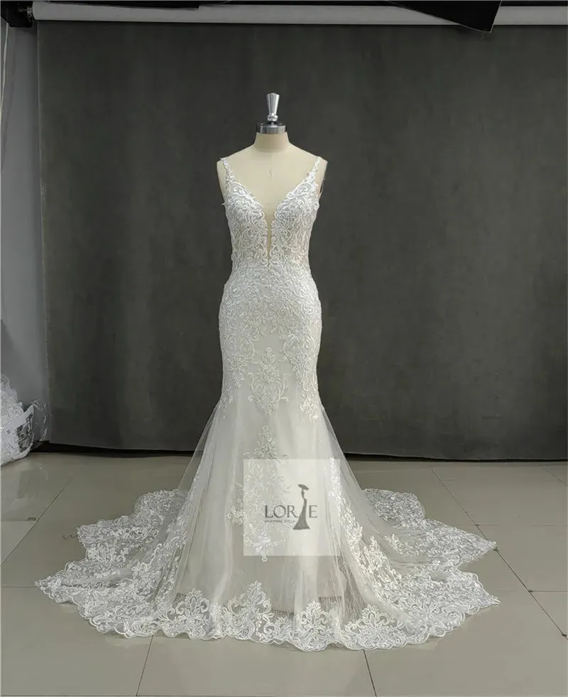 Mermaid Wedding Dresses Spaghetti Strap Soft Tulle Backless