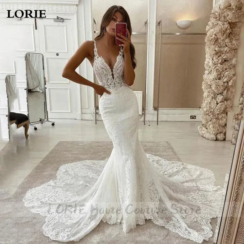 Mermaid Wedding Dresses Spaghetti Strap Soft Tulle Backless
