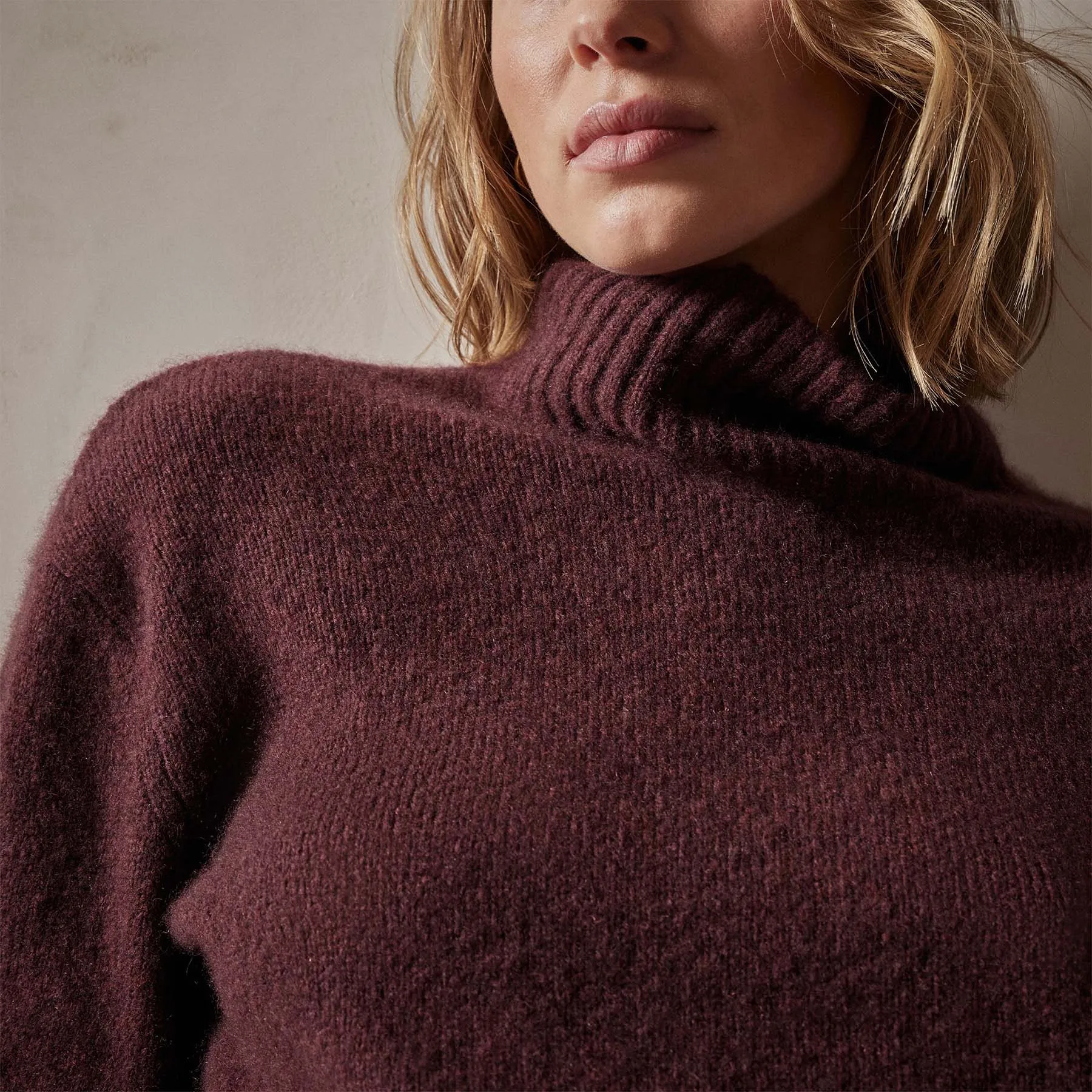 Mid Gauge Funnel Neck Sweater - Cordova