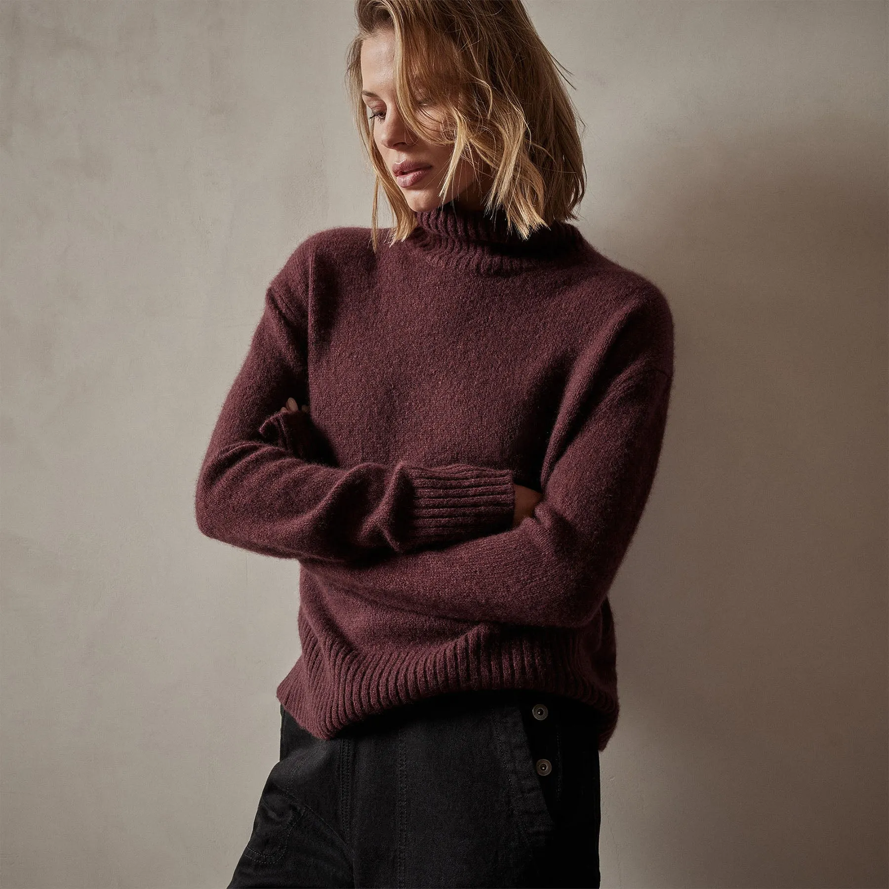 Mid Gauge Funnel Neck Sweater - Cordova