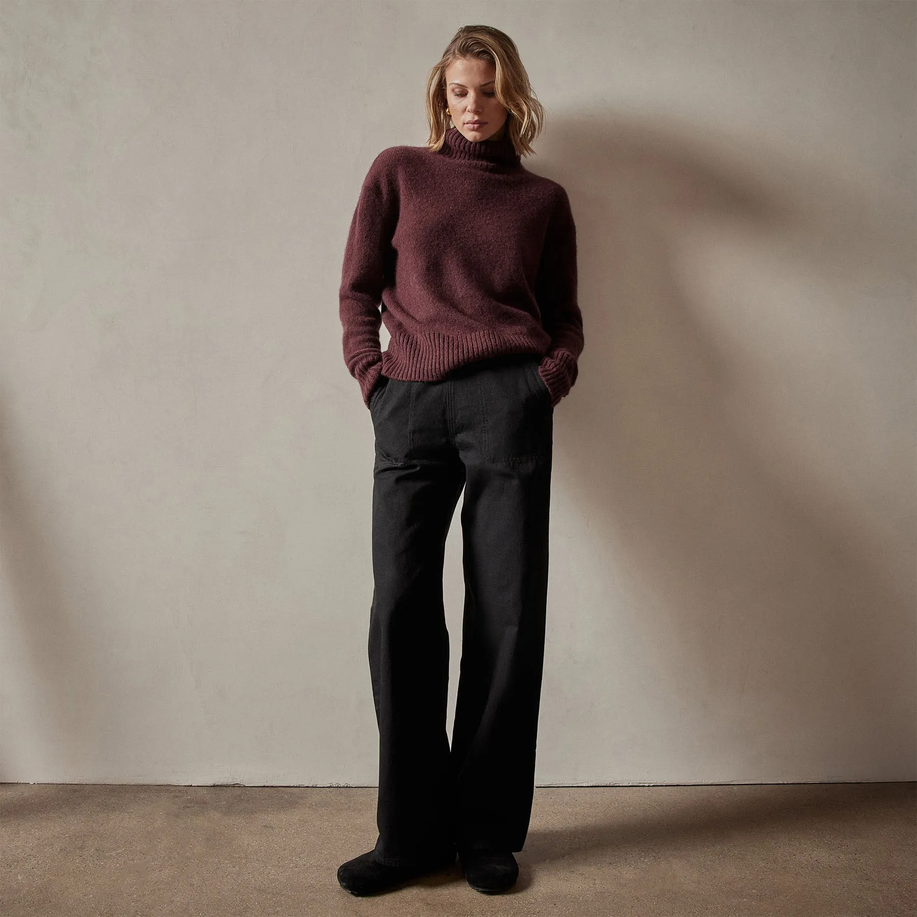 Mid Gauge Funnel Neck Sweater - Cordova