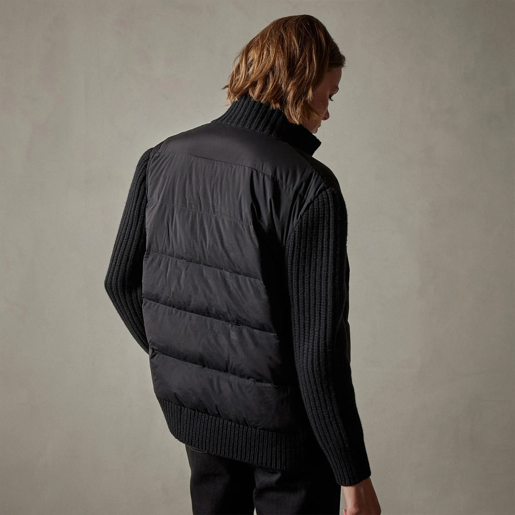 Mixed Media Zip Front Jacket - Black