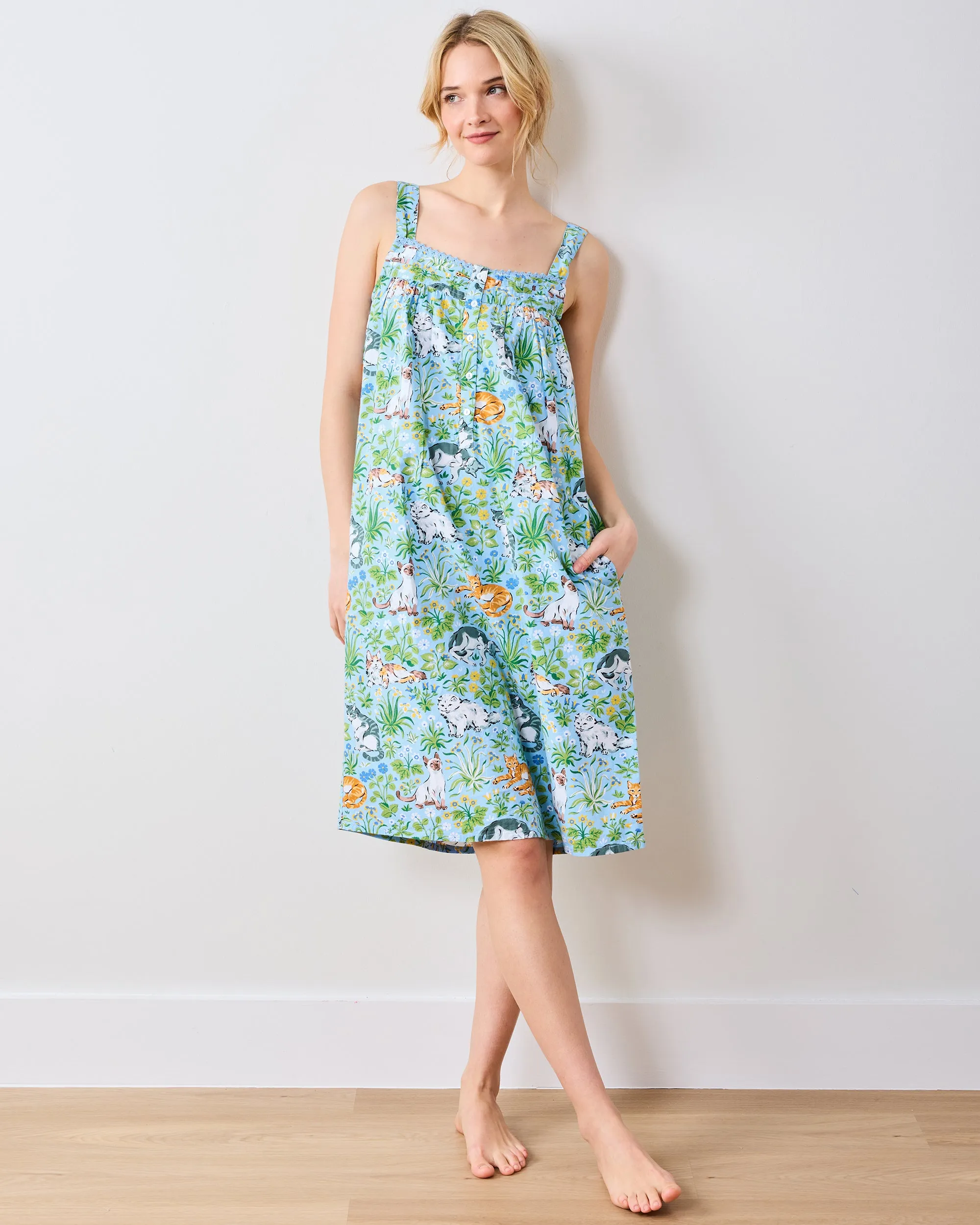Must Love Cats - Back To Bed Nightgown - Cornflower
