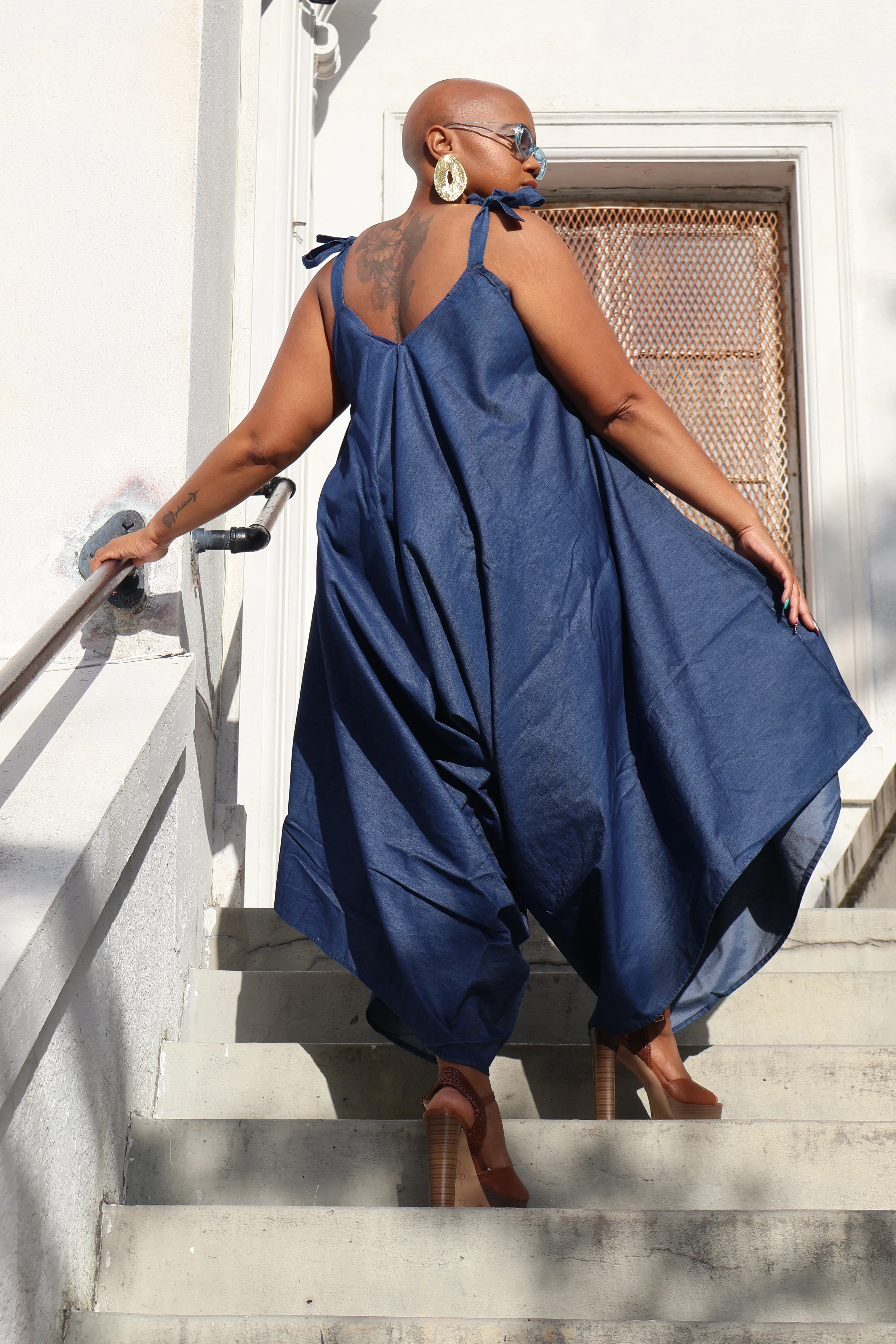My Time Denim Romper (Available in Blue or Black)