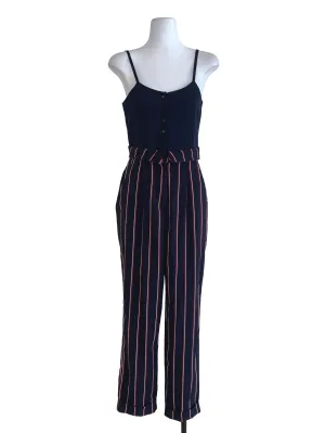 Navy Blue Chalk Stripe Jumpsuit