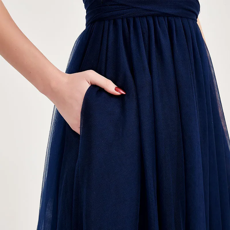 Navy Blue MULTI WAY Sweetheart Tulle Bridesmaid Dress