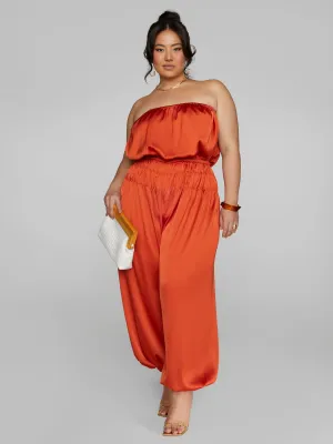 Nova Strapless Satin Jumpsuit