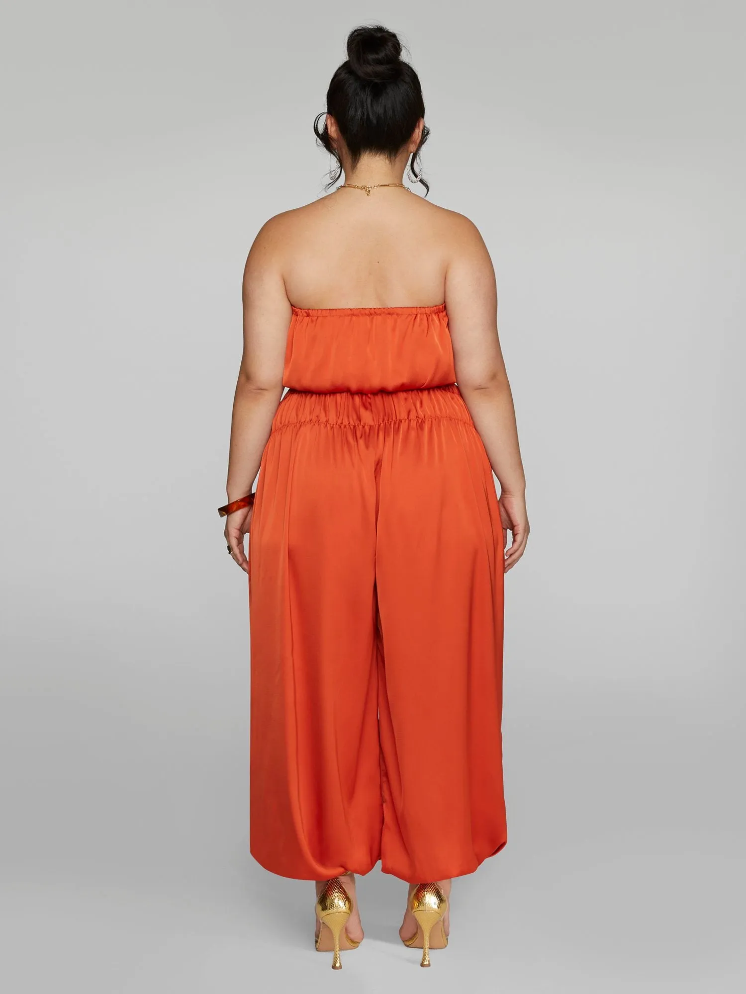 Nova Strapless Satin Jumpsuit