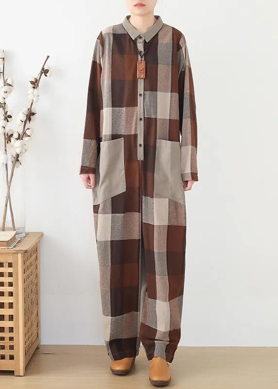 nude patchwork new plaid  loose retro ming Harem cotton pants jumpsuit